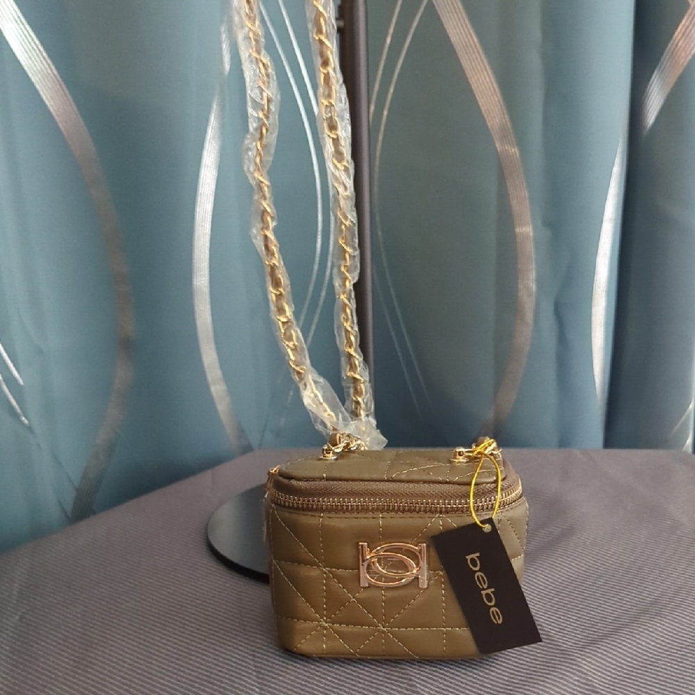 Bebe Gold Quilted Mini Bag